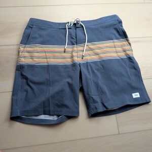 Katin‎ Board Shorts Mens 36 Blue Striped Retro Surf Trunks Swim Beach